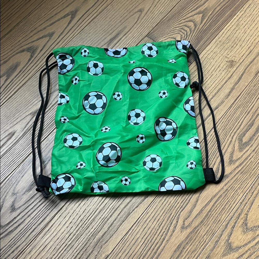 Green Soccer Drawstring Backpack for Kids